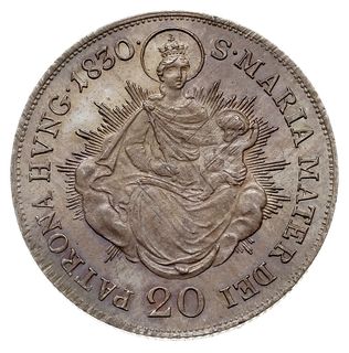 20 krajcarów 1830 / A, Wiedeń, Her. 797, Huszár 1984, bardzo rzadkie i piękne, pierwszy rok bicia tych monet dla Węgier
