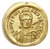 solidus, 527-537, Konstantynopol, Aw: Popiersie cesarza na wprost, Rw: Anioł z krzyżem i globem na..
