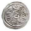 denar, 1146-1157, Aw: Książę z mieczem na tronie, BOLEZLAVS, Rw: Głowa w prostokątnej ramce, S ADA..
