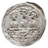 denar, 1157-1173, Aw: Popiersie z mieczem, Rw: Trzej książęta za stołem, srebro 0.35 g, Str. 58, S..