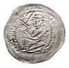 denar jednostronny z lat 1239-1249, mennica Gniezna; Rycerz z mieczem w prawo, srebro 0.17 g, Str...