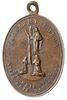 medal religijny, niesygnowany, z uszkiem, Aw: Dwie klęczące postacie przed Matką Boską i napis KOC..