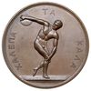medal olimpijski, Aw: Nagi dyskobol i napis wokoło XAΛΕΠΑ ΤΑ ΚΑΛΑ, Rw: 2 gałązki laurowe, brąz 44 ..