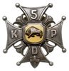 odznaka pamiątkowa 5 Kresowej Dywizji Piechoty, srebro 40 x 40 mm, emalia, na stronie odwrotnej pr..