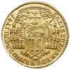 dukat 1749, odmiana bez sygnatury pod popiersiem, złoto 3.48 g, Probszt - nie notuje tej odmiany, ..