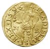 dukat 1595 NB, Nagybánya, przebitka daty na stemplu z roku 1594, złoto 3.48 g, Resch 187, Fr. 297,..