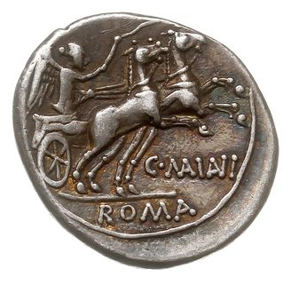 denar 153 pne, Rzym, Aw: Głowa Romy w hełmie w p