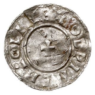 denar 1009-1017, typ Last Small Cross, mennica Lincoln, mincerz Godwine, EDELRED REX ANG / GODPINE M-O LIN, srebro 1.13 g, S. 1154, N. 777, pęknięty