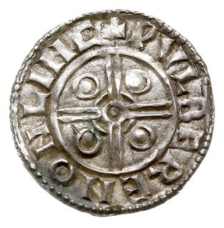 denar 1024-1030, typ Pointed Helmet, mennica Lincoln, mincerz Wulfbeorn, CNVT REX AN / PVLBEREN ON LINC, srebro 0.99 g, S. 1158, N. 787