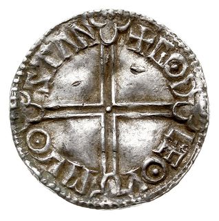 denar naśladowczy Ethelreda II, typ Long Cross, mennica Dublin, mincerz Godleof (Stamford), SIHTRC REX DYFLNI / GOD-LEOP-M.O-STAN, srebro 1.35 g, SCBC 6122, duża ciekawostka - na rewersie mincerz i mennica angielska