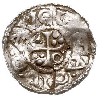 denar 1009-1024, Aw: Popiersie w prawo, po bokach napis, Rw: Krzyż z kulkami w polach, AVGSTA CIVO, srebro 1.09 g, Hahn 145.10, pęknięty