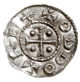 denar, Aw: Krzyż z kulkami w polach, ODDO REX, Rw: THERT NVIHH, srebro 1.05 g, Dbg. 743, Kluge 28, pięknie wybity