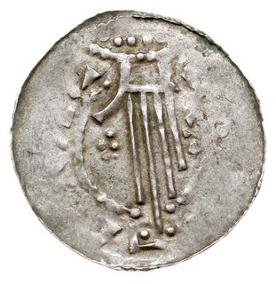 denar 1009-1014, Aw: Głowa w koronie w prawo, Rw