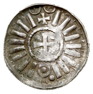 wczesny anonimowy denar krzyżowy X w., Aw: Świątynia, w niej OTTO, Rw: Krzyż z kulkami w polach, srebro 1.48 g, Dbg 1325, Kluge 49