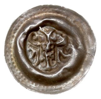 Obol lub szeroki brakteat zredukowany 2. poł. XIII w., Orzeł heraldyczny z głową zwróconą w lewo, srebro 0.33 g, Fbg. 800, ładny, patyna