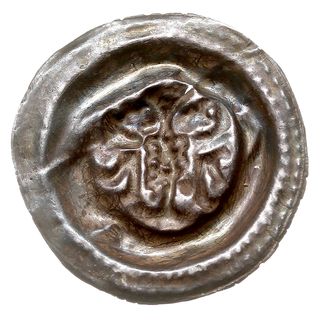 Obol lub szeroki brakteat zredukowany 2. poł. XIII w., Orzeł heraldyczny z głową zwróconą w lewo, srebro 0.33 g, Fbg. 800, ładny, patyna