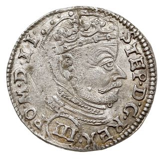 trojak 1580, Wilno, nominał w owalnej obwódce, Iger V.80.5.e (R1), Ivanauskas 4SB14-8, na awersie zadrapania, ale dość ładny