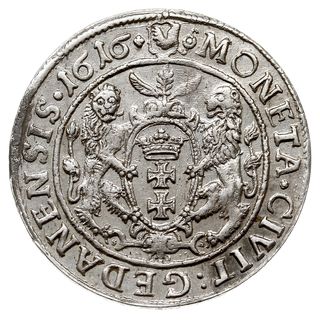 ort 1616, Gdańsk, mała głowa króla z kryzą, Shatalin G.16-2 (R), na awersie drobna wada blachy, ładny