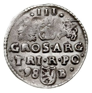 trojak 1598, Bydgoszcz, Iger B.98.5.a (R1), rzadka odmiana, brak litery D w napisie SIG III (D) G i odwrócona  litera D w końcówce napisu