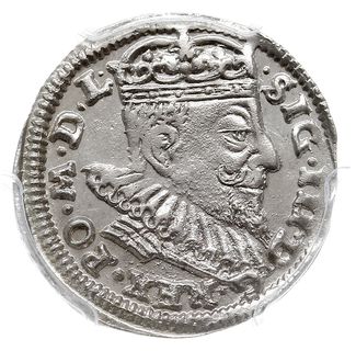 trojak 1593, Wilno, Iger V.93.1.a, Ivanauskas 5SV31-15, moneta w pudełku firmy PCGS z oceną MS 63, piękny