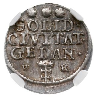 szeląg w czystym srebrze 1753, Gdańsk, odmiana z
