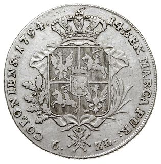 talar 6 złotowy 1794, Warszawa, srebro 23.83 g, Plage 373, Dav. 1623