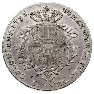 talar 6 złotowy 1795, Warszawa, srebro 23.81 g, Plage 374, Dav. 1623, wady mennicze blachy