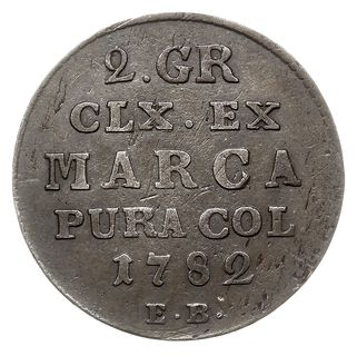 2 grosze srebrne (półzłotek) 1782, Warszawa, Plage 269, Berezowski 7 złotych, rzadki rocznik, ciemna patyna