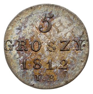 5 groszy 1812, Warszawa, Plage 97, moneta przebita z 1/24 talara pruskiego, patyna