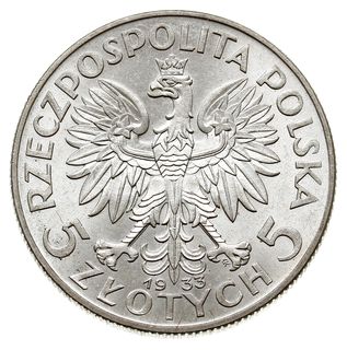 5 złotych 1933, Warszawa, Głowa Kobiety, Parchimowicz 116 c, wyśmienite