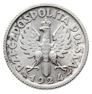 1 złoty 1924, Paryż, Parchimowicz 107 a, pięknie zachowany egzemplarz