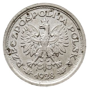 1 złoty 1928, Warszawa, wieniec z gałęzi dębowych”, moneta próbna bez napisu PRÓBA, Parchimowicz P-126 a, wybito 35 sztuk, rzadkie