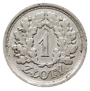1 złoty 1928, Warszawa, wieniec z gałęzi dębowych”, moneta próbna bez napisu PRÓBA, Parchimowicz P-126 a, wybito 35 sztuk, rzadkie