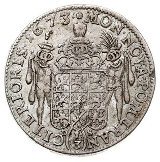 1/2 guldena (1/3 talara) 1673, Szczecin, AAJ 126, drobna wada blachy, ale ładnie zachowany, rzadszy typ monety, patyna