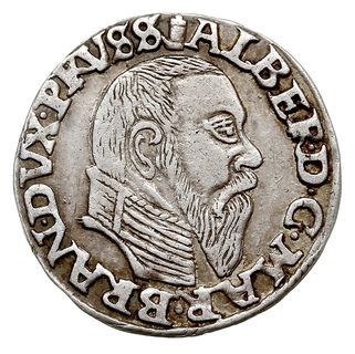 trojak 1558, Królewiec, Bahrf. 1221, Iger Pr.58.1.a (R3), rzadki, patyna