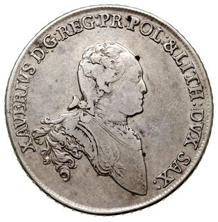 talar 1766, Drezno, Aw: Popiersie i napis, Rw: Tarcza herbowa i napis, srebro 27.60 g, Schnee 1055, Dav. 2678, patyna