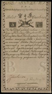 5 złotych polskich 8.06.1794, seria N.D.1, numeracja 10002, fragment firmowego znaku wodnego ... & Comp.”, Lucow 5 (R3), Miłczak A1a2