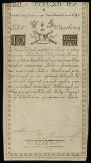 10 złotych polskich 8.06.1794, seria B, numeracja 37792, Lucow 18 (R2), Miłczak A2