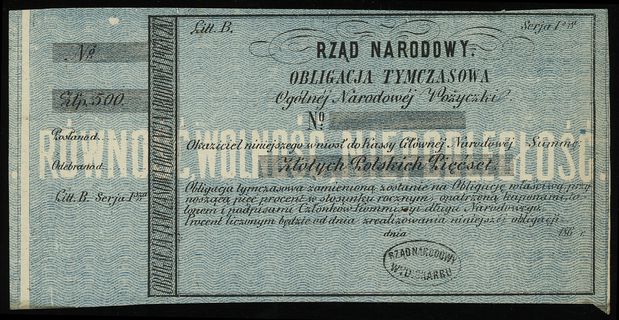 obligacja tymczasowa na 500 złotych polskich 186