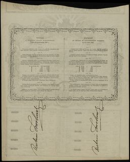 obligacja na 100 złotych polskich 1863, litera A, numeracja 02626, Lucow 220 (R5), Moczydłowski S9, na stronie odwrotnej podpis na kuponach, rzadkie i pięknie zachowane