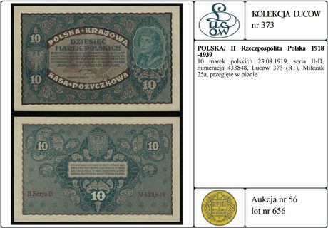 10 marek polskich 23.08.1919, seria II-D, numera