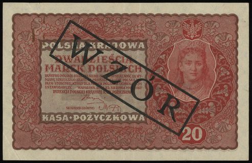 20 marek polskich 23.08.1919, czarny nadruk WZÓR