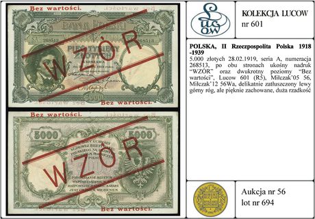 5.000 złotych 28.02.1919, seria A, numeracja 268