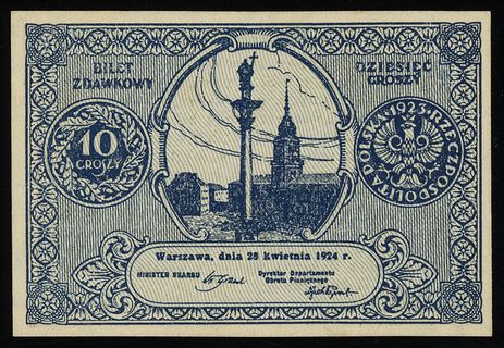 10 groszy 28.04.1924, Lucow 701 (R2), Miłczak 44, wyśmienite