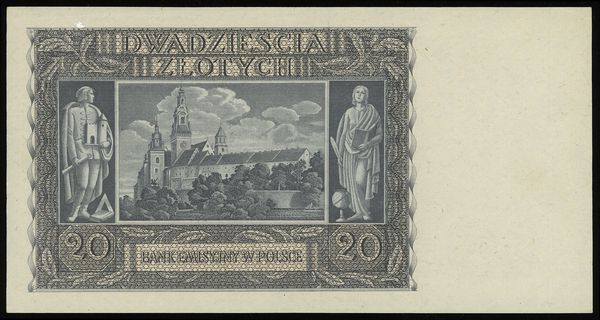 20 złotych 1.03.1940, druk kompletny, ale bez oz