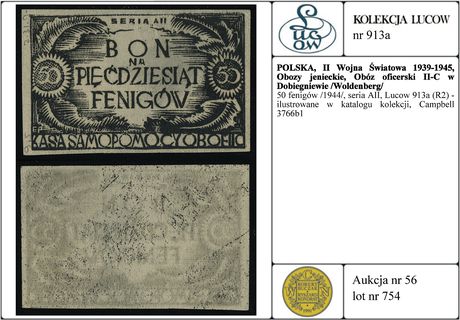 50 fenigów /1944/, seria AII, Lucow 913a (R2) - ilustrowane w katalogu kolekcji, Campbell 3766b1