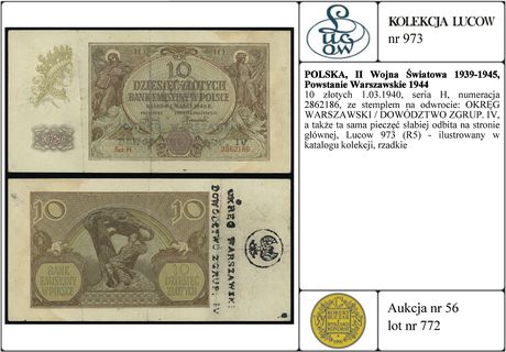 10 złotych 1.03.1940, seria H, numeracja 2862186