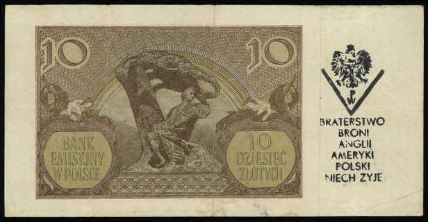 10 złotych 1.03.1940, seria J, numeracja 3989229