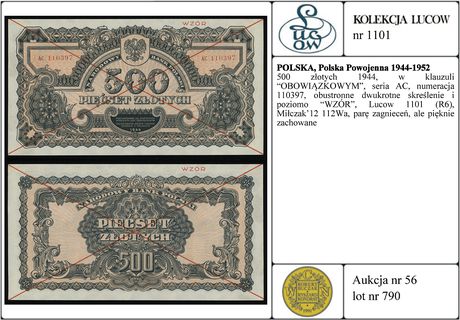500 złotych 1944, w klauzuli OBOWIĄZKOWYM”, seri