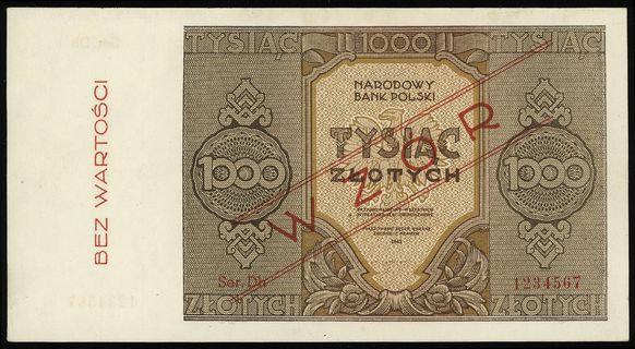1.000 złotych 1945, seria Dh, numeracja 1234567,